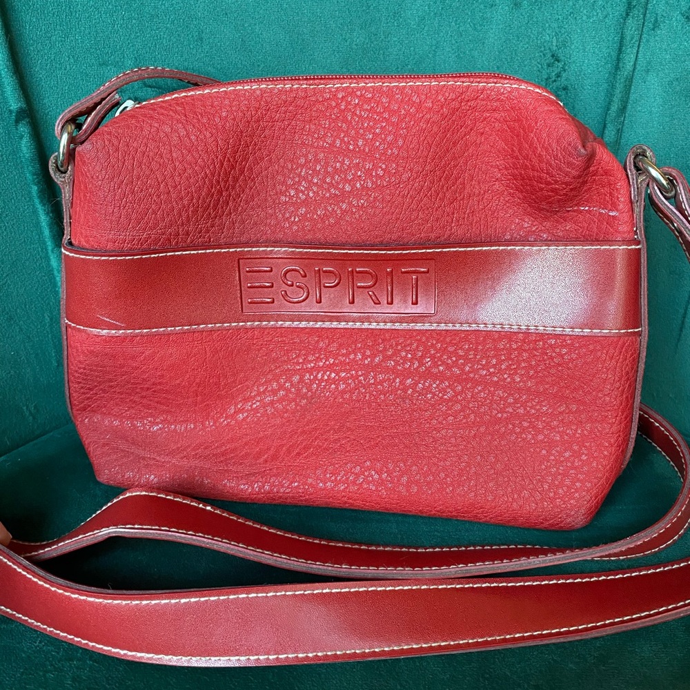 90s ESPRIT red faux leather crossbody bag